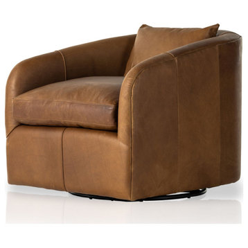 Topanga Heirloom Sienna Leather Swivel Chair