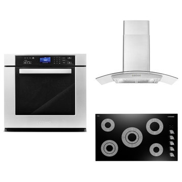 3-Piece 36" Electric Cooktop 36" Wall Mount Range Hood 30" Electric Wall Oven