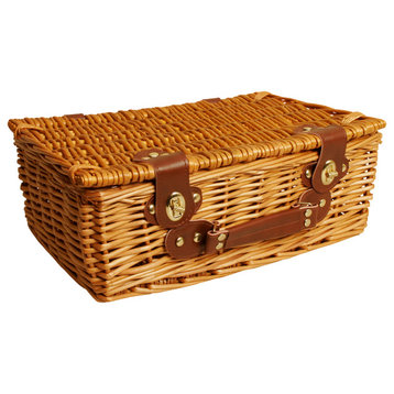 Wald Imports Brown Wicker 13" Picnic Basket