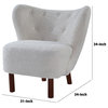 Benzara BM273226 Modern Tufted Wingback Accent Chair, Teddy Sherpa Fabric, White