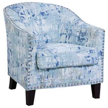 Giles Nail Trim Barrel Chair by Grafton Home, Mysterious Slate Blue