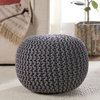 Jaipur Living Visby Textured Round Pouf, Steel Gray