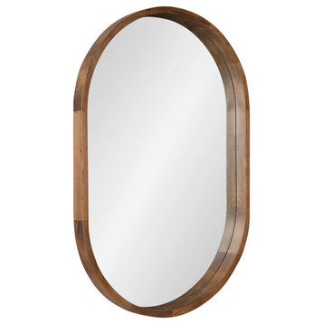 Hutton Wood Framed Capsule Mirror, Rustic Brown 24x36