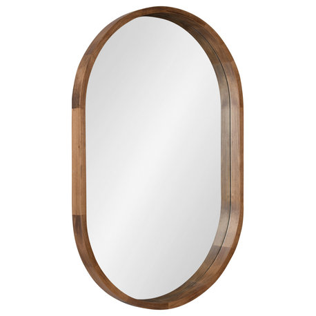 Hutton Wood Framed Capsule Mirror, Rustic Brown 24x36