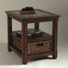Magnussen Tanner Wood Rectangular End Table with Glass Inserts