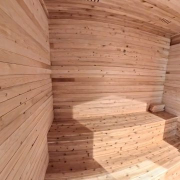 Custom Luxury Home Sauna with Natural Wood Interior