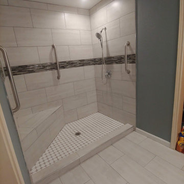 Handicap bathroom remodel and enlarge