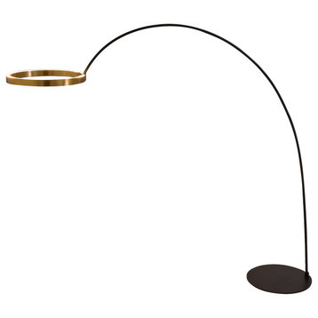Ring of Light Geometric 60W 2-Light Led Arched Floor Lamp, Rose Copper