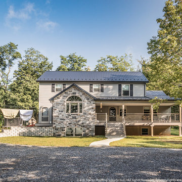 Amish House with Textured Black Metal Roof