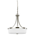 Sea Gull Lighting - Sea Gull Lighting 6639103-962 Hettinger - 100W Three Light Pendant - The Hettinger lighting collection by Sea Gull LighHettinger 100W Three Brushed Nickel Etche *UL Approved: YES Energy Star Qualified: n/a ADA Certified: n/a  *Number of Lights: Lamp: 3-*Wattage:100w A19 Medium Base bulb(s) *Bulb Included:No *Bulb Type:A19 Medium Base *Finish Type:Brushed Nickel
