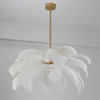 Pink/White Feather Round G9 Copper Hanging Art Design Chandelier, White