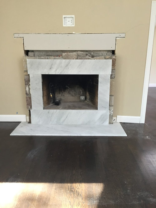 Marble Fireplace Seams Any Way To Minimize Them Do Most A Single Slab Cut Out Instead Of The Three Panels We Are Having Gas Insert And Wood Mantel Surround Added