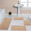 Opulent Reversible 100% Cotton Bath Rug Set, 4 Pcs Set with Runner, Linen