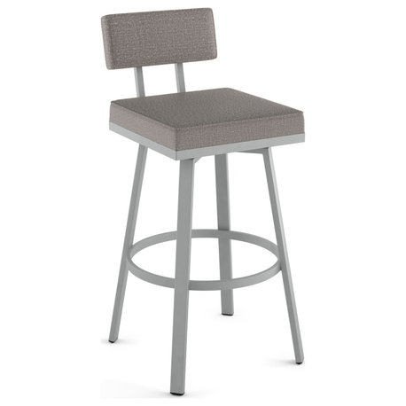 Amisco Staten Swivel Stool, Silver Gray/Shiny Gray, Counter Height