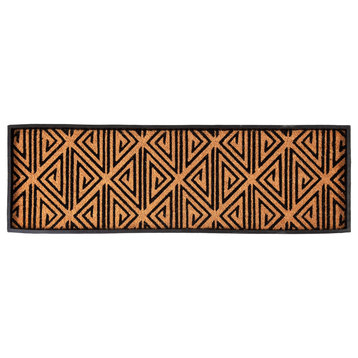 46.5"x14"x1.5" Rubber Boot Tray With Tan/Black Tribal Coir Insert