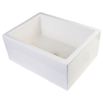 AB2418SB-B  24" Biscuit Smooth Thick Wall Fireclay Single Bowl Farm Sink