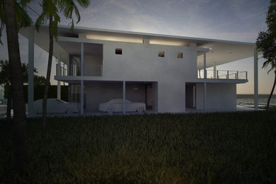 マイアミにあるミッドセンチュリースタイルのおしゃれな家の外観の写真