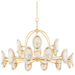 Hudson Valley Lighting - Danes 18-Light Chandelier Vintage Gold Leaf Frame Glass Shade - Ovals of hand-poured Piastra glass rest behind rings of vintage gold leaf giving this dazzling fixture its luxurious look. The glass shade is bubbled throughout yet still translucent enough for the bulb to be seen. Gorgeous when lit, Danes will instantly elevate any space.