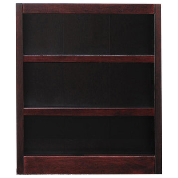 Concepts in Wood Single Wide Bookcase, 3 Shelves, Cherry Finish