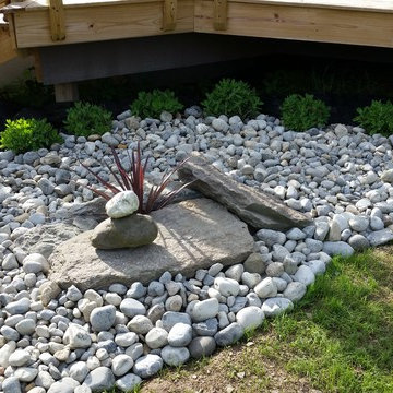 pool deck and landscaping