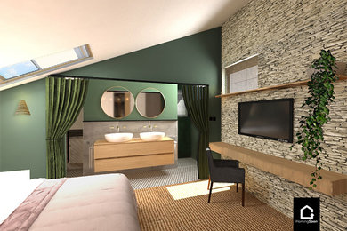 Transformación de una buhardilla diáfana en un dormitorio con baño y vestidor