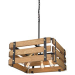 Artcraft Lighting - Barnyard AC11496 Chandelier, Honey - Hand Made in North America with pride, the Barnyard collection is made of authentic pine and has a hand stained honey finish. 6 light square shaped chandelier shown. (Also available in a beach wood type finish)