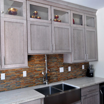 2-tone wood and stone