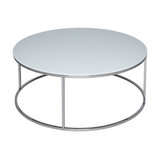 Kensal White Round Coffee Table, Steel Base