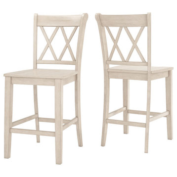 Arbor Hill X Back Counter Chair, Set of 2, Antique White