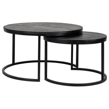 Round Black Nested Coffee Tables (2) | OROA Catana