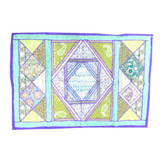 Mogulinterior - Indian Blue and Purple Patchwork Tapestry Wall Hanging Art - Tapestries