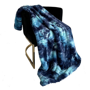 Plutus Blue Fureal Faux Fur Luxury Throw Blanket, Throw 36"W x 60"L