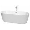 Wyndham Collection Carissa 71" Acrylic Freestanding Bathtub in Chrome/White