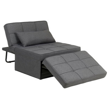 Alexent 4-in-1 Multi-Function Folding Adjustable Fabric Sofa Chair Bed in Gray