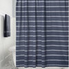 iDesign Thin Stripe Fabric Shower Curtain, 72"x72", Navy and White