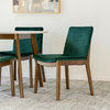 Coleman 5-Piece Mid-Century round Dining Set w/ 4 Velvet Dining Chairs in Green
