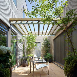 東京23区の中サイズのアジアンスタイルのおしゃれなテラス・中庭 (オーニング・日よけ) の写真