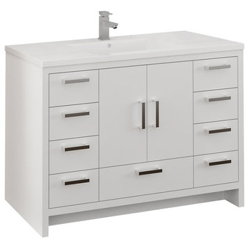 Fresca Imperia 48" Wood Bathroom Cabinet with Integrated Sink in Glossy White