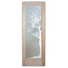 Front Door - Winter Tree - Alder Knotty - 36" x 80" - Knob on Left - Push Open