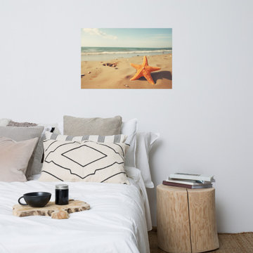 A Moment of Serenity Starfish on Beach Photorealism Coastal Wall Art Print