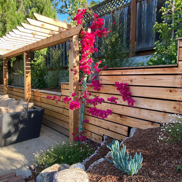 Arbor and Planted Retaining walls