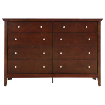 Hammond 10-Drawer Cappuccino Double Dresser 39 in. X 18 in. X 58 in.
