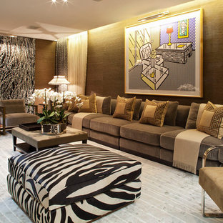 Inspiration for a bohemian home cinema in Mexico City.