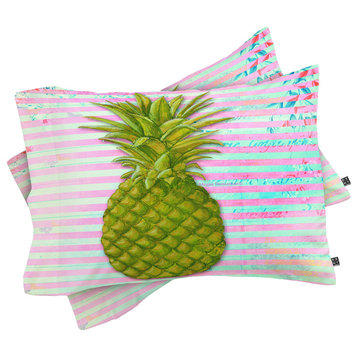 Deny Designs Madart Inc Striped Pineapple Pillow Shams, King