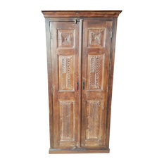 Consigned Antique Armoire Wardrobe Large Armoire Hand Carved Cabinet