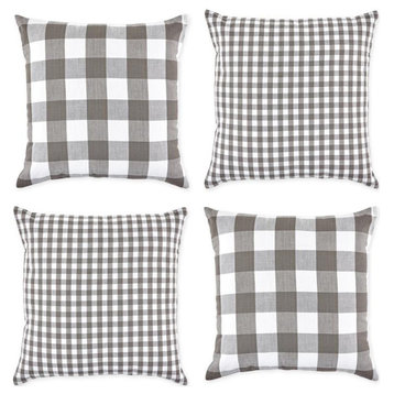 DII Modern Cotton Gingham/Buffalo Check Pillow Cover in Gray/White (Set of 4)