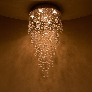 Modern 9-Light Chrome Clear Crystal Ball Prism Chandelier