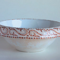 LVT 100 Casablanca Hand Painted Vessel Bathroom Sink in White/Red - Bathroom Sinks