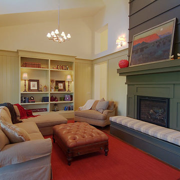 Great Room with architectural fireplace and sitting hearth
