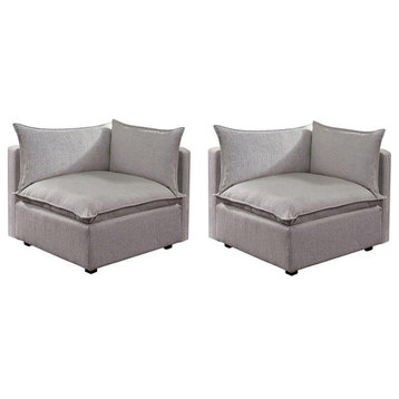 Furniture of America Drevi Fabric Corner Chair in Light Gray (Set of 2)